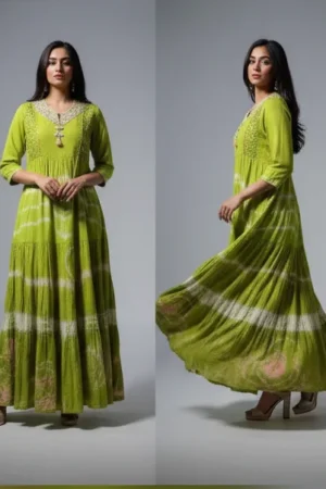 Multicolored Abstract Printed Long Gown