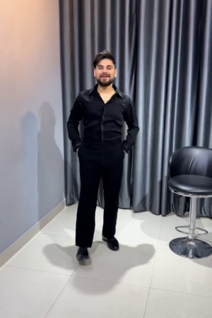 Men Standard Slim Fit Solid Spread Collar Party Shirt